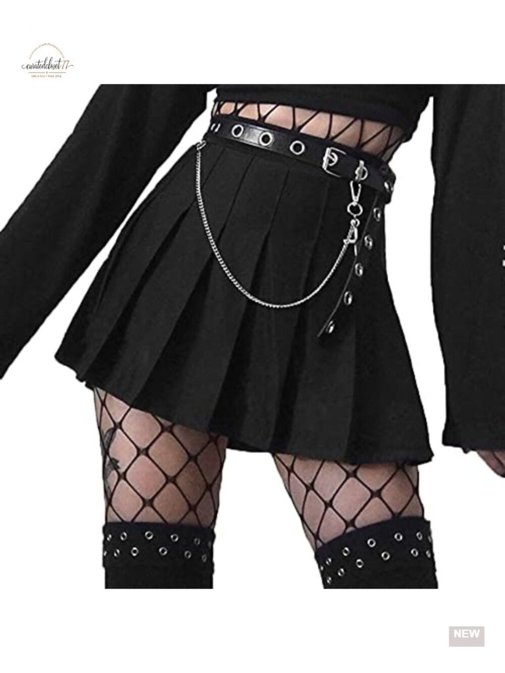 Pleated Mini Skort with Belt High Waist A-Line Built-in Shorts
